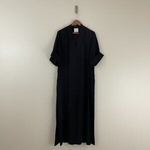 Acler Black Silk Side Slit Lightweight Kaftan Maxi Dress Size 6